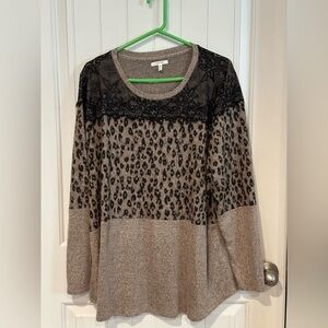 Maurices Lightweight Leopard & Lace Sweater